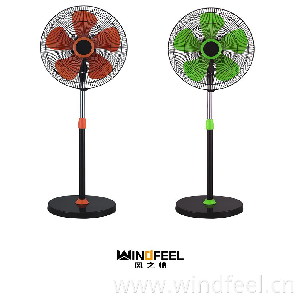 Cheap Price 16 Inch Stand Fan Colourful Blade Electric Stand Fan & 16 Inch Electric Fan Stand & Plastic Grill Floor Stand Fan